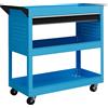EasyComfort Carrello Porta Attrezzi con Manico Laterale, Cassetto e 3 Ripiani in Acciaio, 82x35x76 cm, Blu