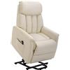 Easycomfort Poltrona Elettrica Alzapersone Reclinabile 145°, Poltrona Relax Elettrica in Pelle PU con Telecomando, Tasche Laterali e Poggiapiedi Integrato, Crema