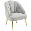 EasyComfort Poltrona in Velluto da Camera e Salotto a Conchiglia Stile Art Deco, Acciaio, 63x65x84 cm, Grigio