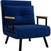 EasyComfort Poltrona Letto 3 in 1 con Schienale Reclinabile e Cuscino, in Tessuto Effetto Velluto, 63x73x81 cm, Blu