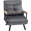 EasyComfort Poltrona Letto 3 in 1 con Schienale Reclinabile in 5 Posizioni e Cuscino, 63x73x81 cm, Grigio Scuro