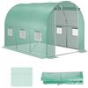 Easycomfort Telo per Serra in PE con 6 Finestre, Porta Avvolgibile e Bordi Interrati, 3x2x2 m, Verde