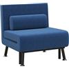 EasyComfort Poltrona Letto con Schienale Regolabile in 5 Posizioni, in Tessuto Effetto Lino e Acciaio, 75x70x75 cm, Blu Scuro