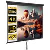 EasyComfort Telo Proiettore 120" Regolabile con Montaggio a Soffitto e Parete, Formato 4:3, 244x183cm, Bianco e Nero