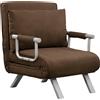 EasyComfort Poltrona Letto Moderna 2 in 1 con Schienale Reclinabile su 5 Posizioni e Cuscino, 65x69x80cm, Marrone