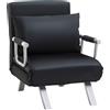 EasyComfort Poltrona Letto Moderna 2 in 1 con Schienale Reclinabile su 5 Posizioni e Cuscino, 65x69x80 cm, Nero
