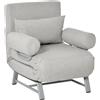 Easycomfort Poltrona Letto Singolo con Schienale Reclinabile 5 Livelli con Cuscino Extra, Tessuto e Metallo, 73x74x81cm, Grigio