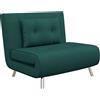 EasyComfort Poltrona Letto Singolo con Schienale Reclinabile in Velluto, 100x88x83cm, Verde Scuro