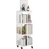 EasyComfort Libreria Moderna a 3 Ripiani in Metallo a Rete con Ruote, 35x35x99 cm, Bianco