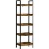 Easycomfort Libreria Stile Industriale a 5 Ripiani in Legno e Metallo, 48x30x155cm, Marrone Rustico