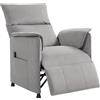 EasyComfort Poltrona Reclinabile Elettrica con Telecomando e Poggiapiedi, in Tessuto Effetto Velluto, 80x83x104 cm, Grigio
