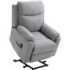 EasyComfort Poltrona Relax Alzapersona Elettrica Reclinabile con Telecomando e Poggiapiedi in Tessuto, Grigio Chiaro