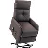 EasyComfort Poltrona Relax Alzapersona e Reclinabile con 8 Punti Massaggio e Riscaldamento, 2 Telecomandi, Marrone