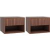 EasyComfort Set 2 Comodini Sospesi con Cassetto e Ripiano Inferiore Aperto, in Legno, 40x34x29 cm, Marrone
