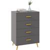 EasyComfort Cassettiera 4 Cassetti Moderna in Legno e Alluminio, 60x40x90 cm, Oro e Grigio Scuro