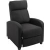 Easycomfort Poltrona Relax Imbottita con Schienale Reclinabile 135° e Poggiapiedi Estraibile, in Lino Nero, 69x87x100.5cm
