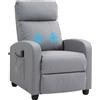 EasyComfort Poltrona Relax Massaggiante con Telecomando e 8 Programmi, Reclinazione e Poggiapiedi, Grigio Chiaro