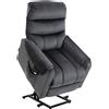 EasyComfort Poltrona Relax Reclinabile a 135°, Massaggiante e Alzapersona con Telecomando, 79x97x103cm, Grigio