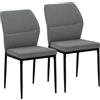 EasyComfort Set 2 Sedie da Pranzo Imbottite in Velluto con Schienale Ergonomico Senza Braccioli, Grigio
