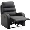 Easycomfort Poltrona Relax Reclinabile con Seduta Imbottita e Poggiapiedi, per Casa e Ufficio, in Pelle PU, 80x91x102 cm, Nera