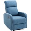 Easycomfort Poltrona Relax Reclinabile Manuale con Poggiapiedi Portata 125kg Tessuto di Lino 67 × 83 × 107cm Blu
