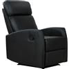 Easycomfort Poltrona Relax Reclinabile, Regolabile ed Ergonomica, in Pelle PU con Imbottitura, per Casa e Ufficio, 65x92x100 cm, Nera
