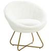 EasyComfort Poltroncina da Camera in Finta Pelliccia con Gambe in Metallo, 75x66x79 cm, Bianco