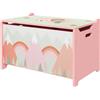 EasycomfortZONEKIZ Baule Portagiochi per Bambini con Coperchio e Cerniera di Sicurezza in MDF, 60x37x39cm, Rosa