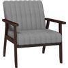 EasyComfort Poltroncina da Camera Moderna Imbottita in Tessuto e Legno con Cuciture Tubolari, Grigio