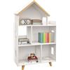 EasycomfortZONEKIZ Libreria per Bambini 3-6 Anni a 3 Livelli per Libri e Giochi, in MDF e Legno di Pino, 65x25x108.5 cm, Bianco