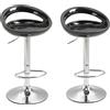 Easycomfort Set 2 Sgabelli da Bar Alti, Sgabelli Girevoli a 360°, con Schienale e Poggiapiedi, Altezza Regolabile, Base in Acciaio, per Sala da Pranzo e Cucina, 46x41x76-96cm, Nero