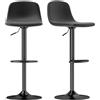 EasyComfort Set 2 Sgabelli da Bar con Schienale e Poggiapiedi, Altezza Regolabile, Pelle PU e Imbottitura, Nero