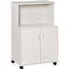 Easycomfort Mobile Cucina Multiuso con Ruote, Armadietto e Ripiano per Microonde, Credenza Alta in Legno Truciolare, 60.4x40.3x97cm Bianco