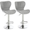 EasyComfort Set 2 Sgabelli da Bar Girevoli con Altezza Regolabile, Poggiapiedi e Schienale in Tessuto, Grigio