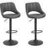 Easycomfort Set 2 Sgabelli da Bar Girevoli con Schienale e Poggiapiedi, Sgabelli Alti Moderni con Altezza Regolabile Base in Metallo Seduta Finta Pelle Grigia, 44x49x90-110cm