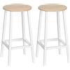 Easycomfort Set 2 Sgabelli da Cucina in Truciolato e Acciaio con Piano Liscio e Poggiapiedi, 32.5x32.5x65 cm, Bianco e Legno
