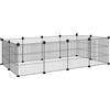 EasyComfort Recinto per Animali Modulabile con 12 Pannelli 35x35 cm e Bordi Arrotondati, in Metallo e ABS, 140x70x35 cm, Nero