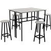 Easycomfort Set da Bar 6 Pezzi con 4 Sgabelli da Bar e 2 Tavoli Alti in Legno Truciolato e Acciaio per Cucina e Soggiorno, Grigio