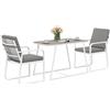 EasyComfort Set da Esterno 3 Pezzi con 2 Sedie con Braccioli e Cuscini e Tavolo con Piano in Vetro, Bianco