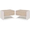 Easycomfort Set di 2 Comodini Sospesi a Parete con Cassetto e Mensola, Arredamento Moderno Camera da Letto, Bianco e Rovere