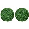 EasyComfort Set di 2 Piante Finte Sfera di Bosso Ø40cm, Decorazione per Interno ed Esterno, Verde