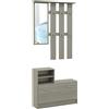 EasyComfort Set Mobili da Ingresso con Appendiabiti, Specchio, Panca con Scaffale e Scarpiera per 8 Paia di Scarpe, Grigio