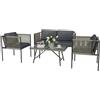 EasyComfort Set Salotto da Giardino in Rattan con 2 Poltrone, Divanetto 2 Posti e Tavolino da Caffè in Vetro, Grigio