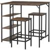 Easycomfort Set Tavolo Alto con 2 Sgabelli e Scaffale Stile Industriale in Metallo e Legno, Arredamento Moderno Bar e Cucina, Marrone Rustico