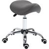Easycomfort Sgabello da Lavoro a Sella con Ruote e Altezza Regolabile per Negozi Parrucchiere e Tattoo, 52x53x49-61cm Grigio