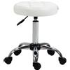 EasyComfort Sgabello Girevole Rotondo con Ruote, Altezza Regolabile e Rivestimento in Finta Pelle, Bianco