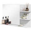 EasyComfort Specchio da Bagno a Parete con 2 Ripiani Laterali e Ripiano Inferiore, in MDF e Vetro con verniciata, 75x10x48 cm, Bianco