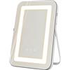 EasyComfort Specchio Trucco con Luci Regolabili a 3 Colori, Presa USB e Specchietto Ingranditore 10x, 31x41.5x3cm, Bianco