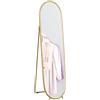 EasyComfort Specchio Verticale Ovale da Terra con Supporto, in Vetro e Metallo, 40x41x159 cm, Tonalità Oro