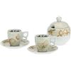 THUN - Set 2 Tazzine caffè e Zuccheriera - Linea Elegance - Porcellana - 110 ml - Ø 6,5 cm - 5,5 cm h - piattino Ø 11,5 cm - zuccheriera 11x11x120 cm h - 110 ml